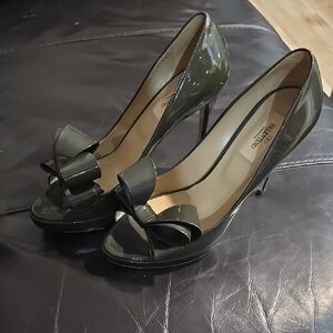 Valentino Women's Green Peep-Toe Heels